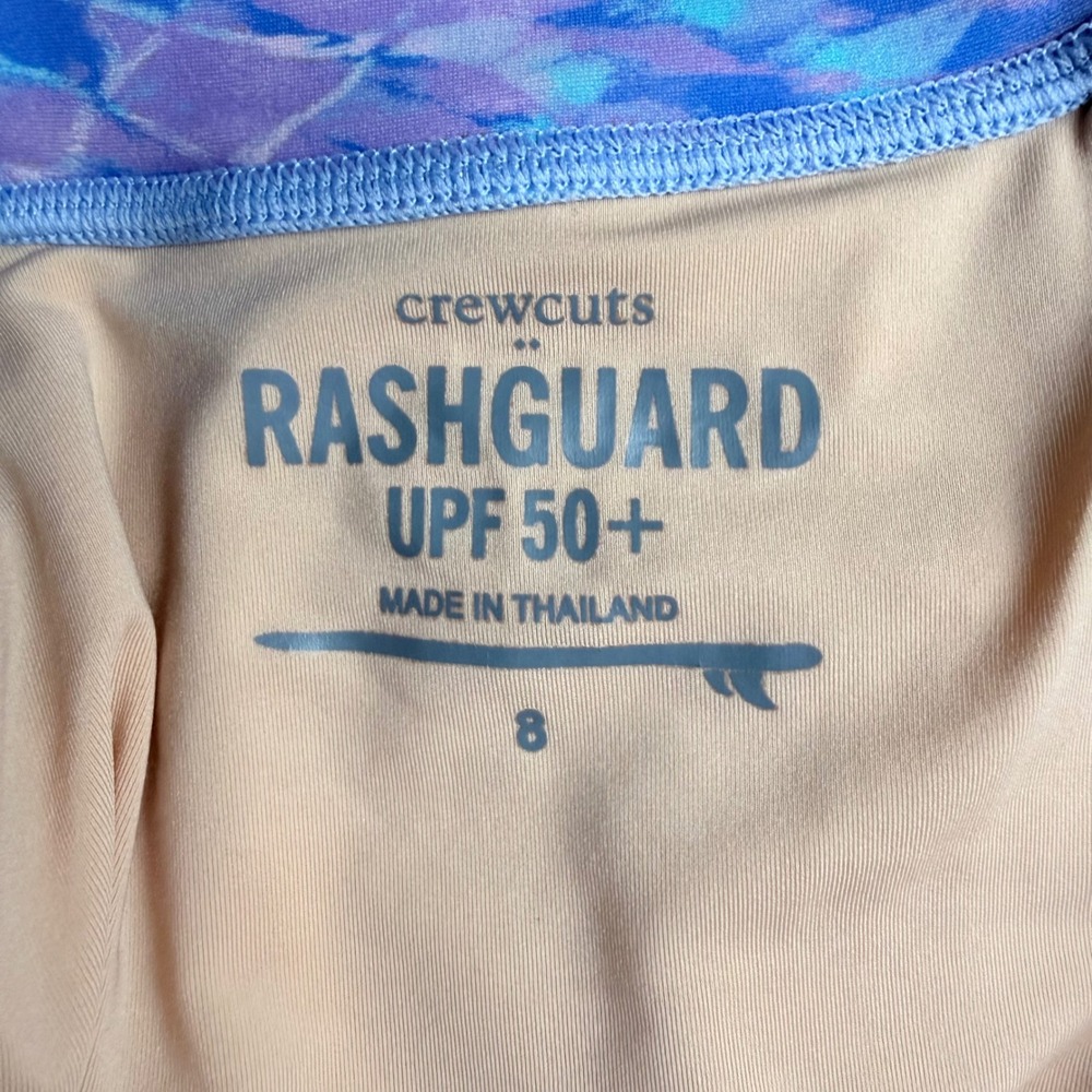 Crewcuts J. Crew Girl's 8 Tie Dye Long Sleeve One Piece Rash Guard UPF 50+ Blue - Picture 5 of 7